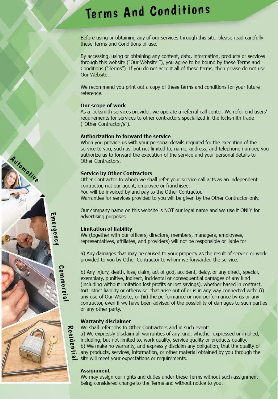 Philadelphia Liberty Locksmith Philadelphia, PA 215-337-3984 - TermsAndConditions-2